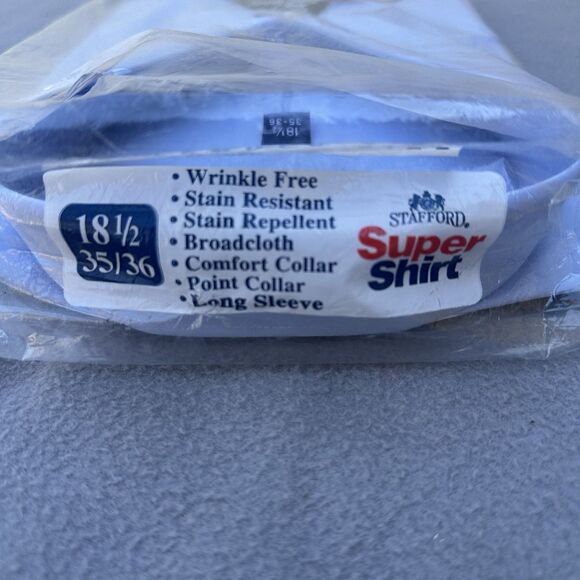 Lot of 3 NEW in Bag Stafford Wrinkle Free Dress Shirt Mens Size 18.5 35/36 - Picture 12 of 16